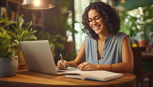 Estudante fazendo curso online
